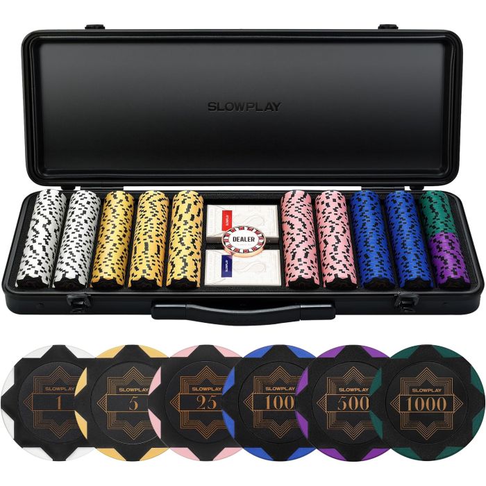 Set de Fichas de Póker SLOWPLAY Nash 14g Negro Dorado 500 uds.