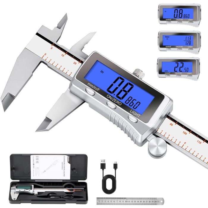 Calibrador digital recargable Hardell 6 pulgadas metal