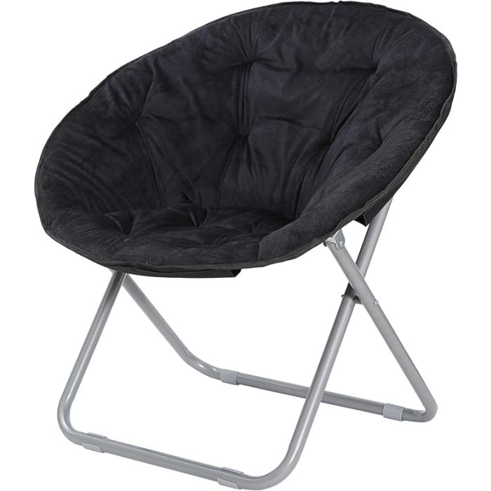 Sillón Plegable Descanso Redondo Peluche Negro