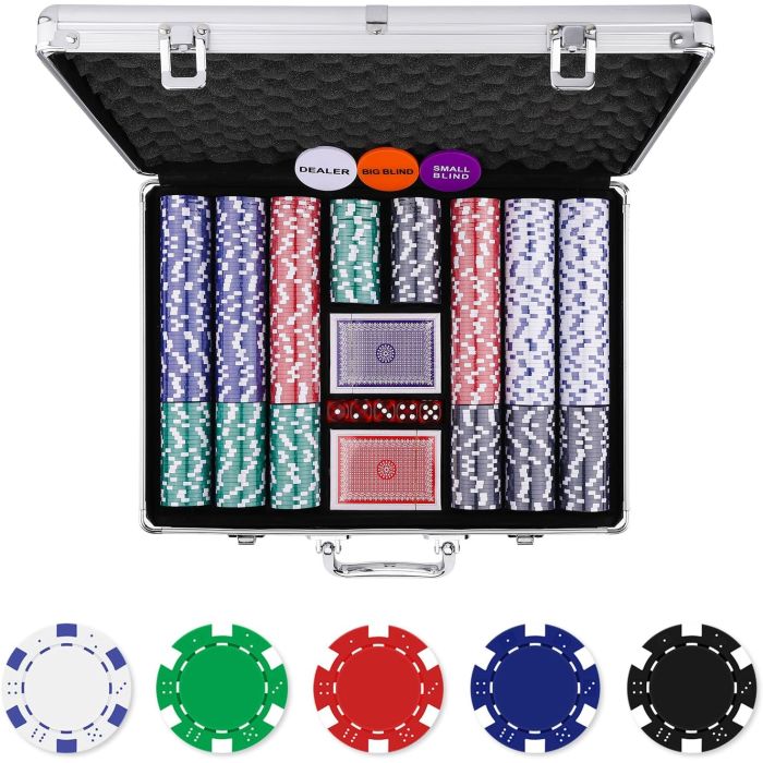 Homwom Poker Chip Set - 500PCS Poker Chips con Estuche de Aluminio, Chips de 11.5g para Texas Holdem Blackjack