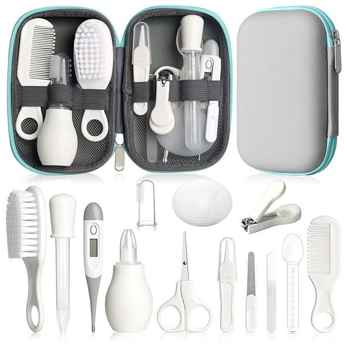 Set Cuidado Bebé 14 Piezas Gris Blanco