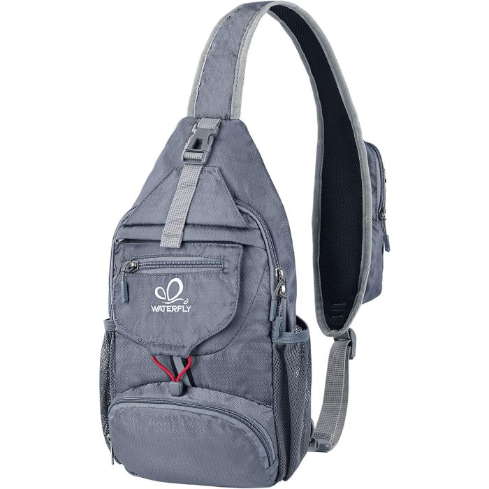 Mochila Sling Pequeña WATERFLY Plegable para Viajes Gris