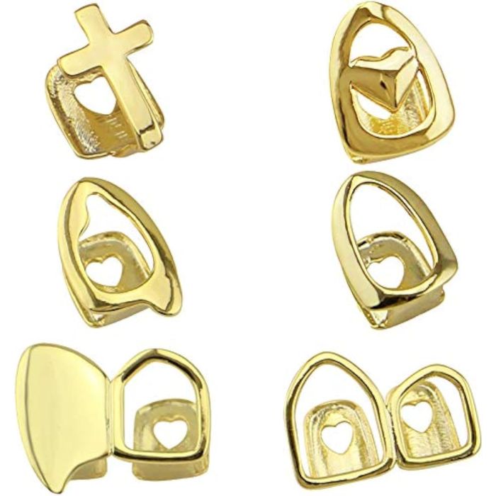 Grillz Chapado Oro 18K - 6 Piezas para Dientes Superiores