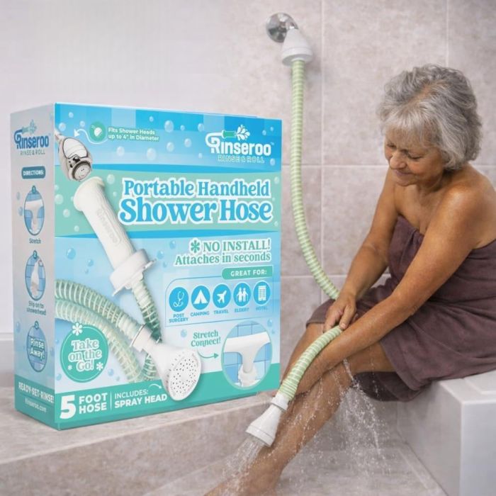 Rinseroo: Manguera de ducha manual deslizante para baño sentado