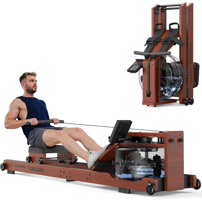 Máquina de remo YOSUDA de madera plegable con resistencia de agua