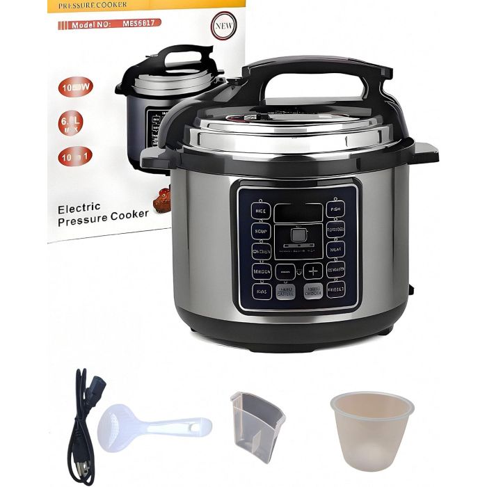 Olla a Presión Eléctrica KabFbit 6L, 10 en 1, Acero Inoxidable, Negro