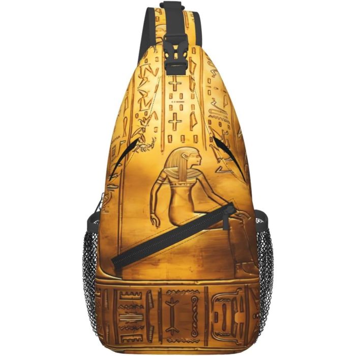 Bolso Cruzado Hombre Egipto Jeroglíficos Poliéster 7.5x3.5x15.3 pulg