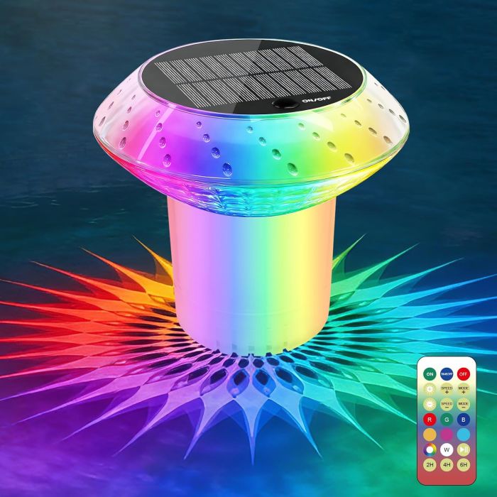 Kitloo Flotador Cloro Solar LED RGB 1800mAh IP68 Piscina 1 Unidad