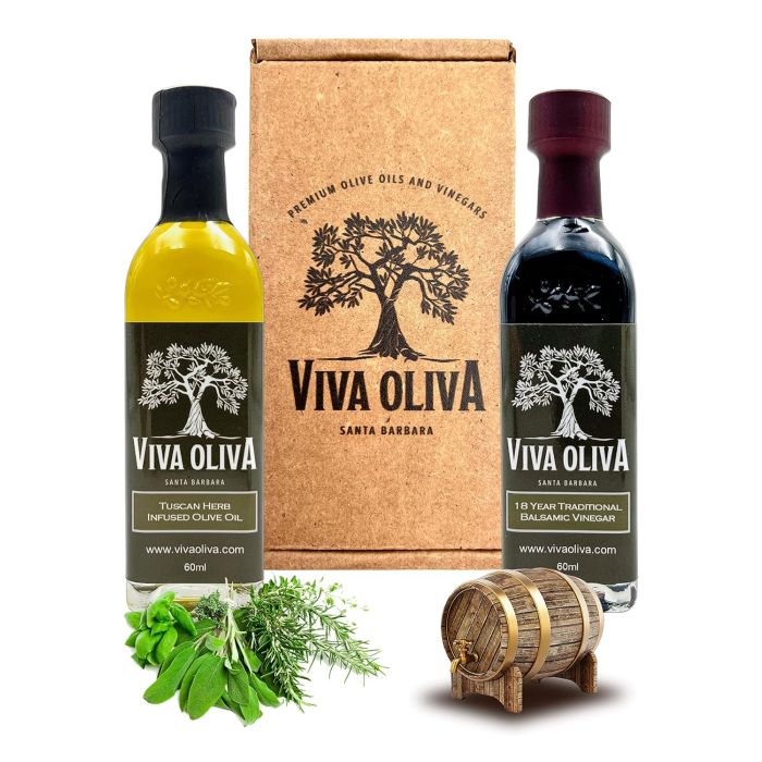 Set de aceite de oliva y vinagre balsámico 2 botellas 60ml