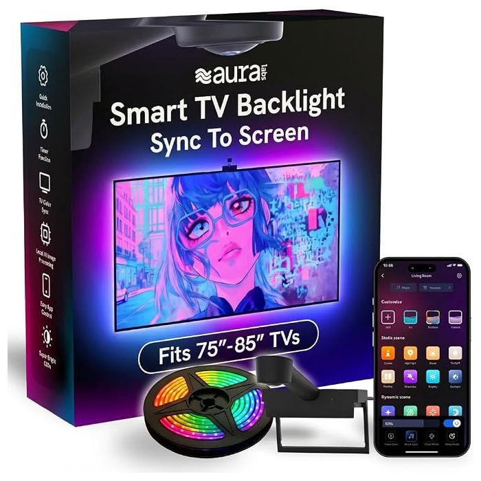 Tira LED TV Sincronización Cámara WiFi 70 a 85 Pulgadas