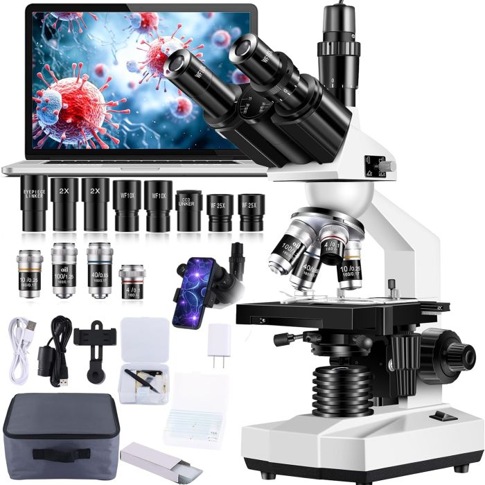 Microscopio trinocular con aumento 40X-5000X para laboratorio