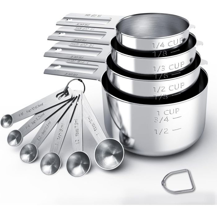 Set de 10 Cucharas y Tazas Medidoras de Acero Inoxidable TILUCK