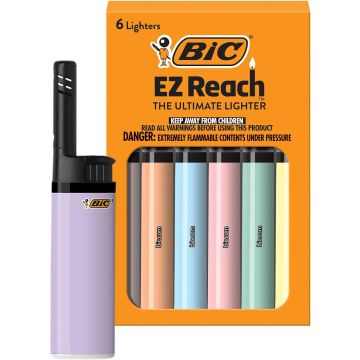BIC EZ Reach Encendedores Pastel, Paquete de 6