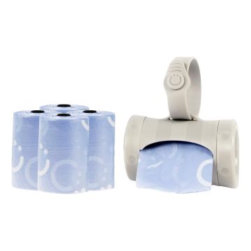 Dispensador retráctil de bolsas Ubbi para pañales - Set gris con 60 bolsas