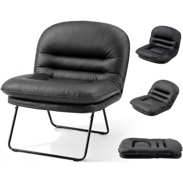 Sillón Plegable Lounge Redondo con Respaldo Negro