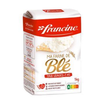 Harina de Trigo Francine T55, Bajo en Gluten, para Panes y Postres, Paquete de 2