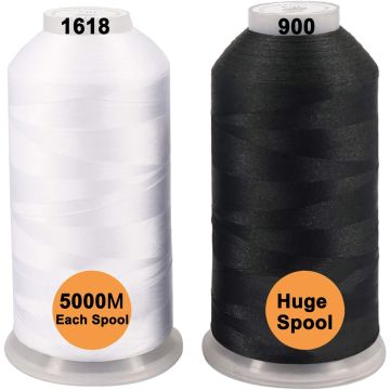 Hilo de bordado a máquina New brothread - 2 bobinas de 5000M - 1 Negro + 1 Blanco