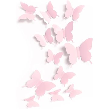 Set 24 vinilos decorativos mariposas rosas pastel pared