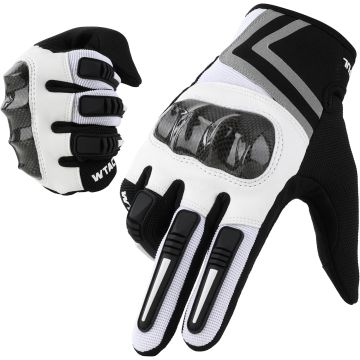 Guantes de moto ligeros WTACTFUL para hombre blancos talla L