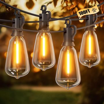 Brightown Luces de Cadena Exterior 100FT LED ST38 A Prueba de Agua
