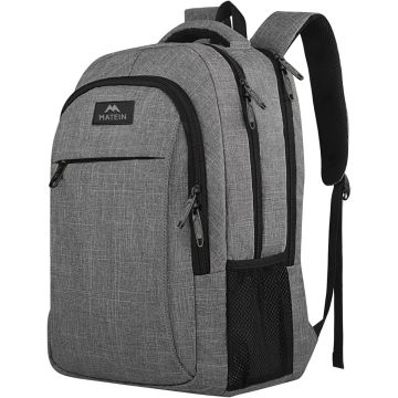 Mochila para laptop MATEIN antirrobo viaje 15.6 pulgadas gris