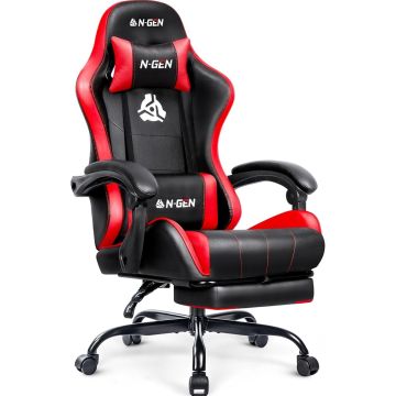 Silla Gamer Ergonomica Con Reposapies Y Soporte Lumbar Rojo