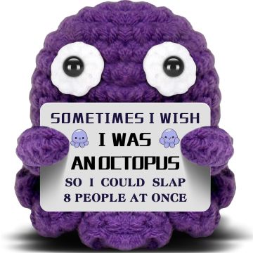 Mini Pulpo Crochet de Apoyo Emocional con Tarjeta Divertida