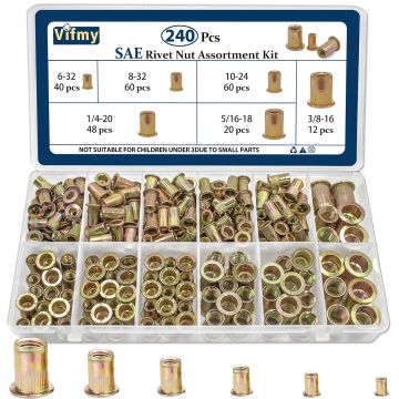 Kit de Inserción de Tuerca de Remache SAE 240 Piezas, Rosca UNC