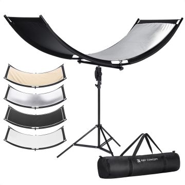 K&F CONCEPT Reflector Curvo en U 180x60cm con Tela Reflectiva 4 en 1