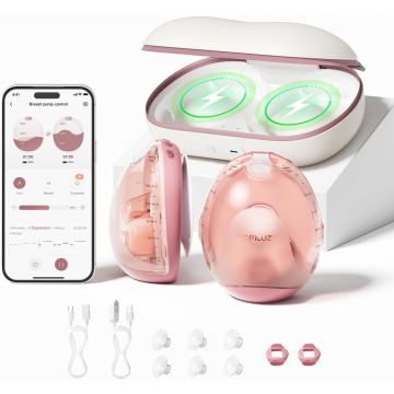 Extractores de leche Momcozy Air 1 Ultra-Slim, manos libres, control de app y carga inalámbrica