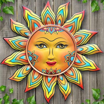 Decoración de Pared Metal Sol 33 cm para Exterior Hogar Jardín