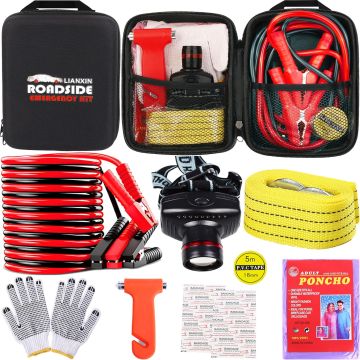 Kit de Emergencia Vial LIANXIN con Cables Pasacorriente