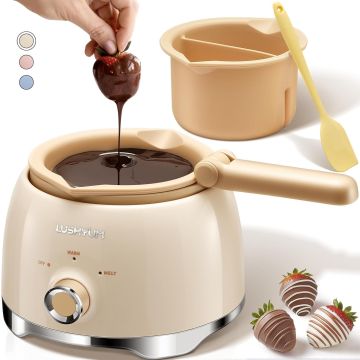 LUSHYUM Fundidor de Chocolate con 2 Ollas y Espátula, 4 Tazas