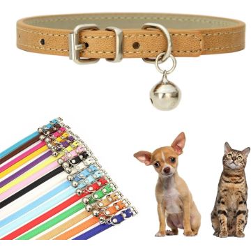 Collar XXS Caqui con Cascabel para Perro y Gato Pequeño