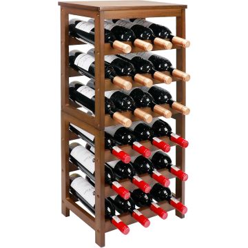 Estante para Vino de Bambú 6 Niveles, 24 Botellas, Soporte de Piso