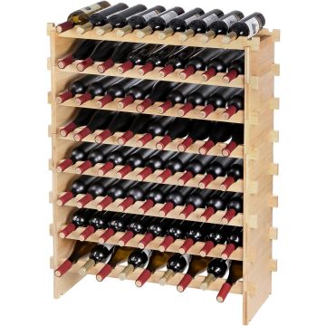 VEVOR Estante de Vino Apilable 8 Niveles para 72 Botellas, Bambú Natural