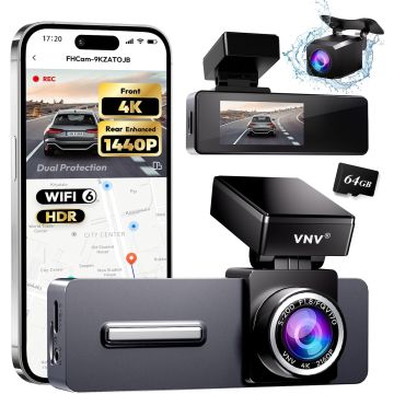VNV 4K+2.5K Dash Cam Delantera y Trasera 2" IPS WiFi
