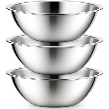 Juego de 3 Tazones de Acero Inoxidable para Mezclar, 6 Cuartos