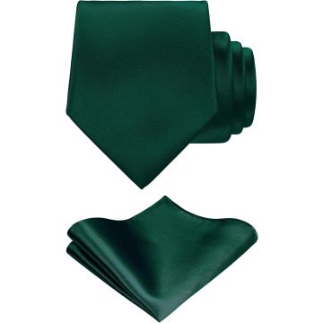 Corbata y Pañuelo de Bolsillo Satinados Sólidos para Hombre en Caja de Regalo