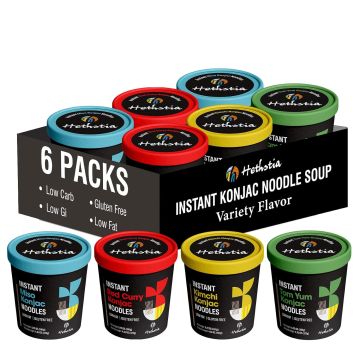 Sopa Instantánea de Fideos Konjac Hethstia, Pack de 6 Sabores