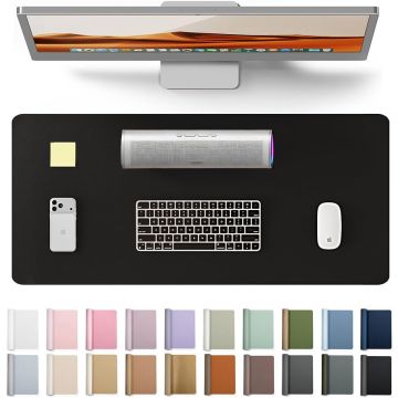 YSAGi Protector de Escritorio de Cuero Sintético, Pad Mouse Grande, Antideslizante, Negro