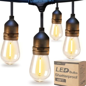 Addlon Luces de Cadena LED Exterior 48FT con Bombillos Edison
