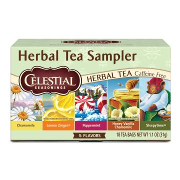 Té de Hierbas Sampler Variedad Pack, Sin Cafeína, 18 Saquitos