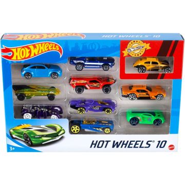 Hot Wheels Paquete de 10 vehículos escala 1:64 para niños y coleccionistas