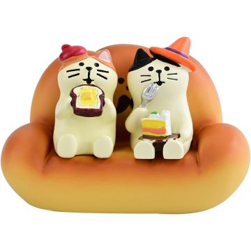 2 Figuras de Minigato de Resina con Sofá Pan para Decoración