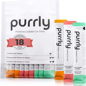 Purrly Snacks Húmedos para Gato Sabor Pollo Variedad 18 unid