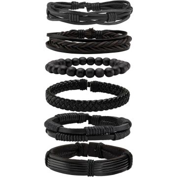 MILAKOO 6 Pulseras Cuero Trenzado Punk Ajustables