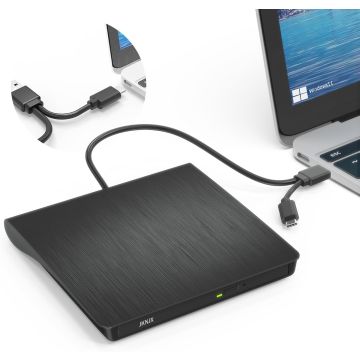 Lectora externa CD DVD USB 3.0 y Tipo-C portátil