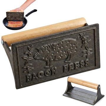 Prensa para tocino HIC Kitchen rectangular de hierro fundido