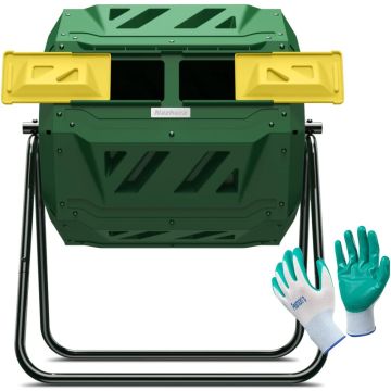 Contenedor de compostaje con doble cámara 43 galones (incluye guantes de jardinería)